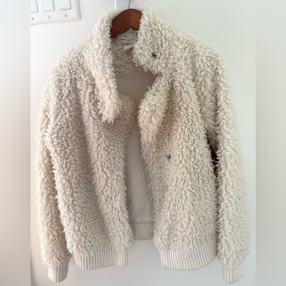A&F Abercrombie & Fitch Cream Sherpa Jacket Teddy Coat Y2K Size S